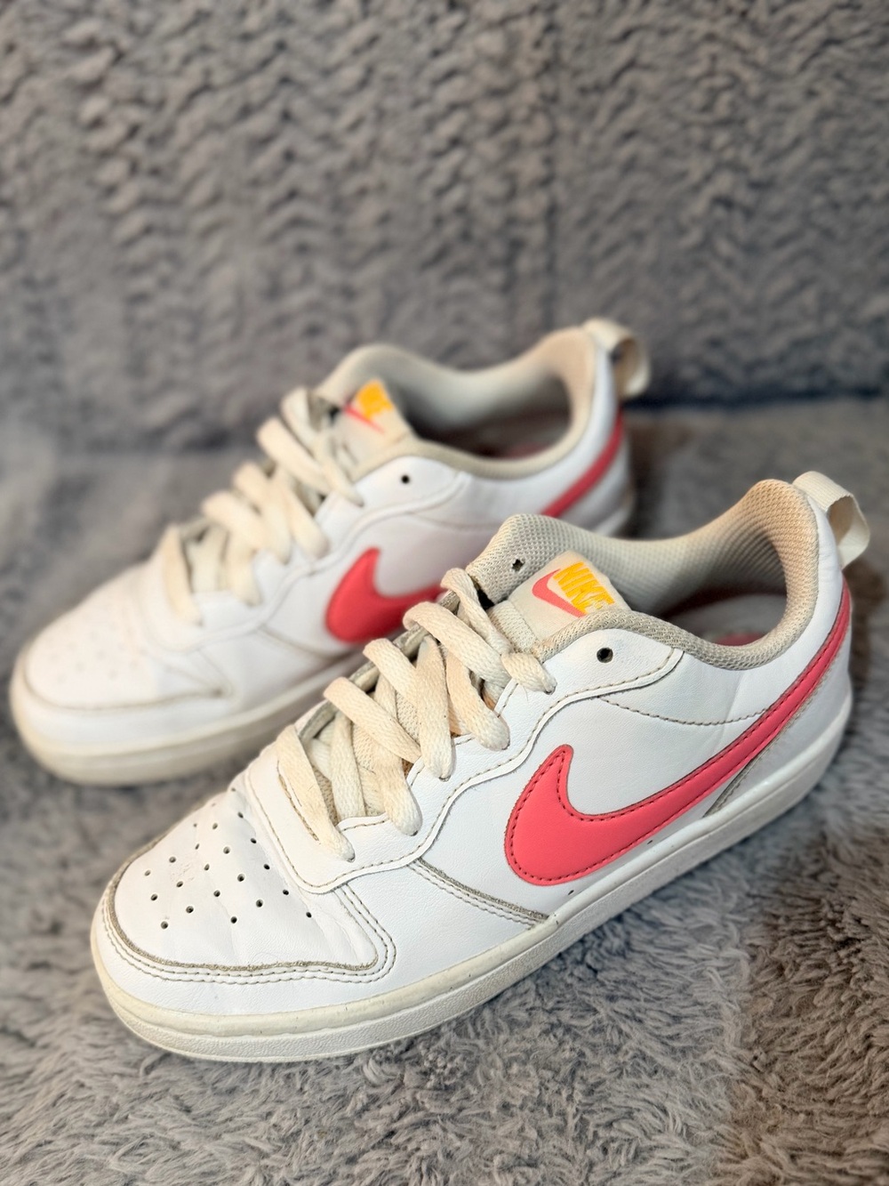 Nike Kids Court Borough Low 2 - White with Pink Accents